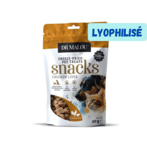 Dr Malou Foie de poulet lyophilisé – Friandises pour chiens et chats