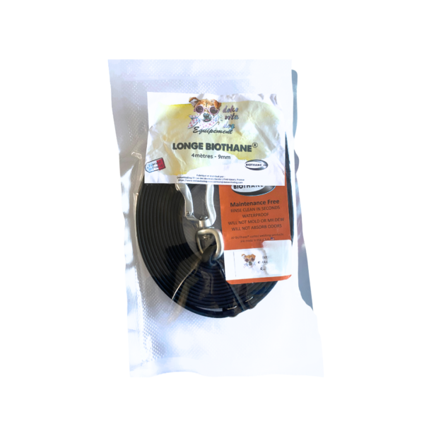 Longe 4 mètres BioThane 9mm Noir Dolce vita dog